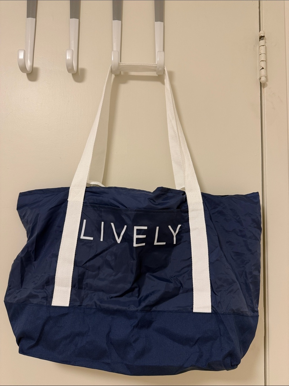 Lively Navy and White Canvas Strap Tote